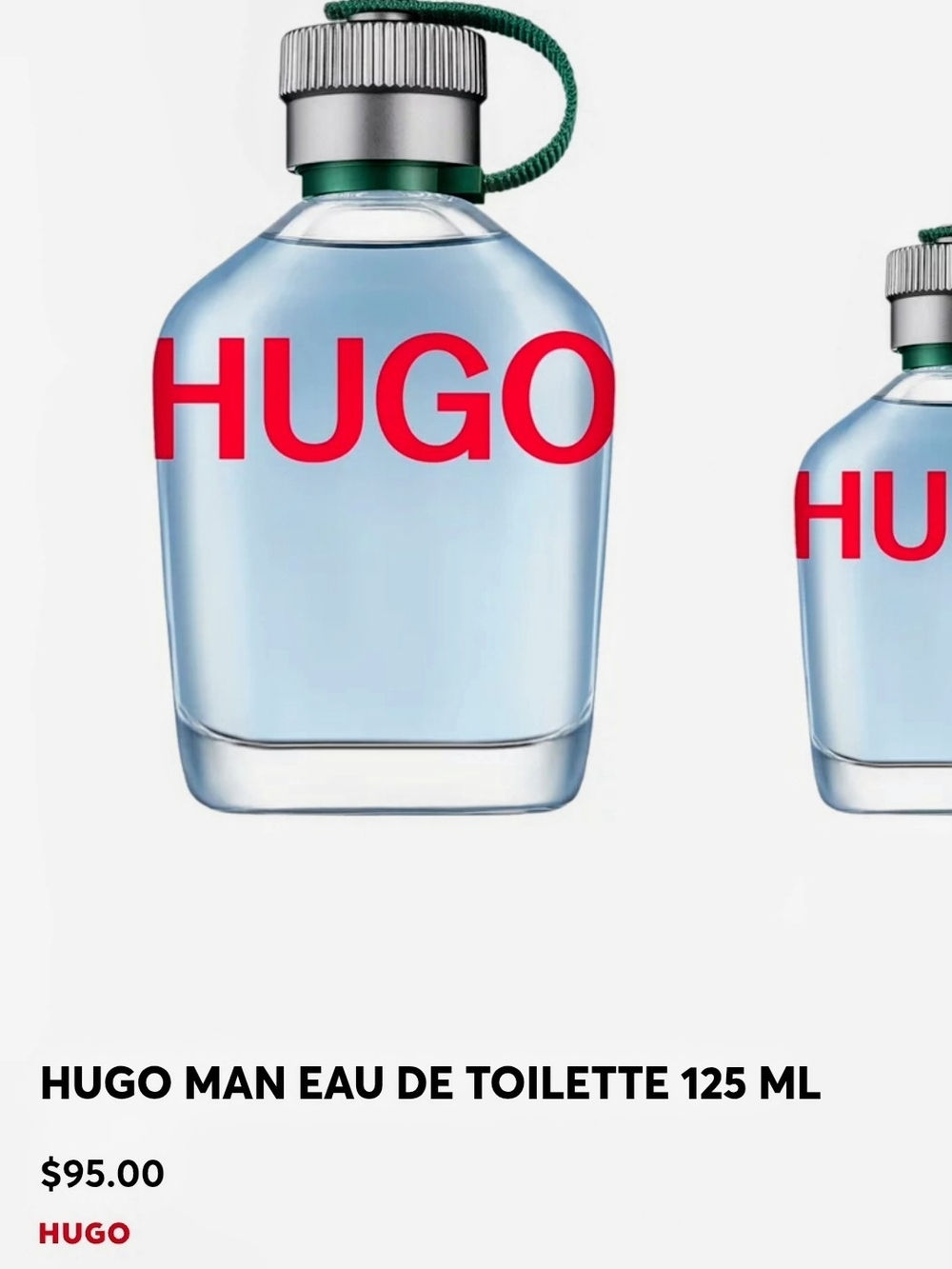 HUGO MAN Clear Glass Fragrance Bottle with Red Logo 4.2 FL OZ